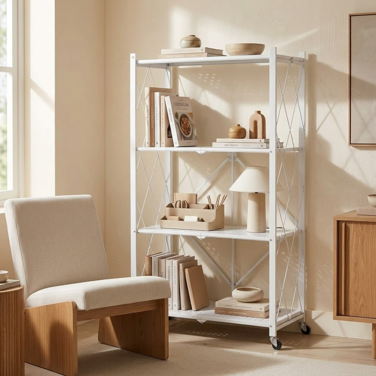 Multi-Use Heavy Duty Foldable Storage Shelf with Wheels