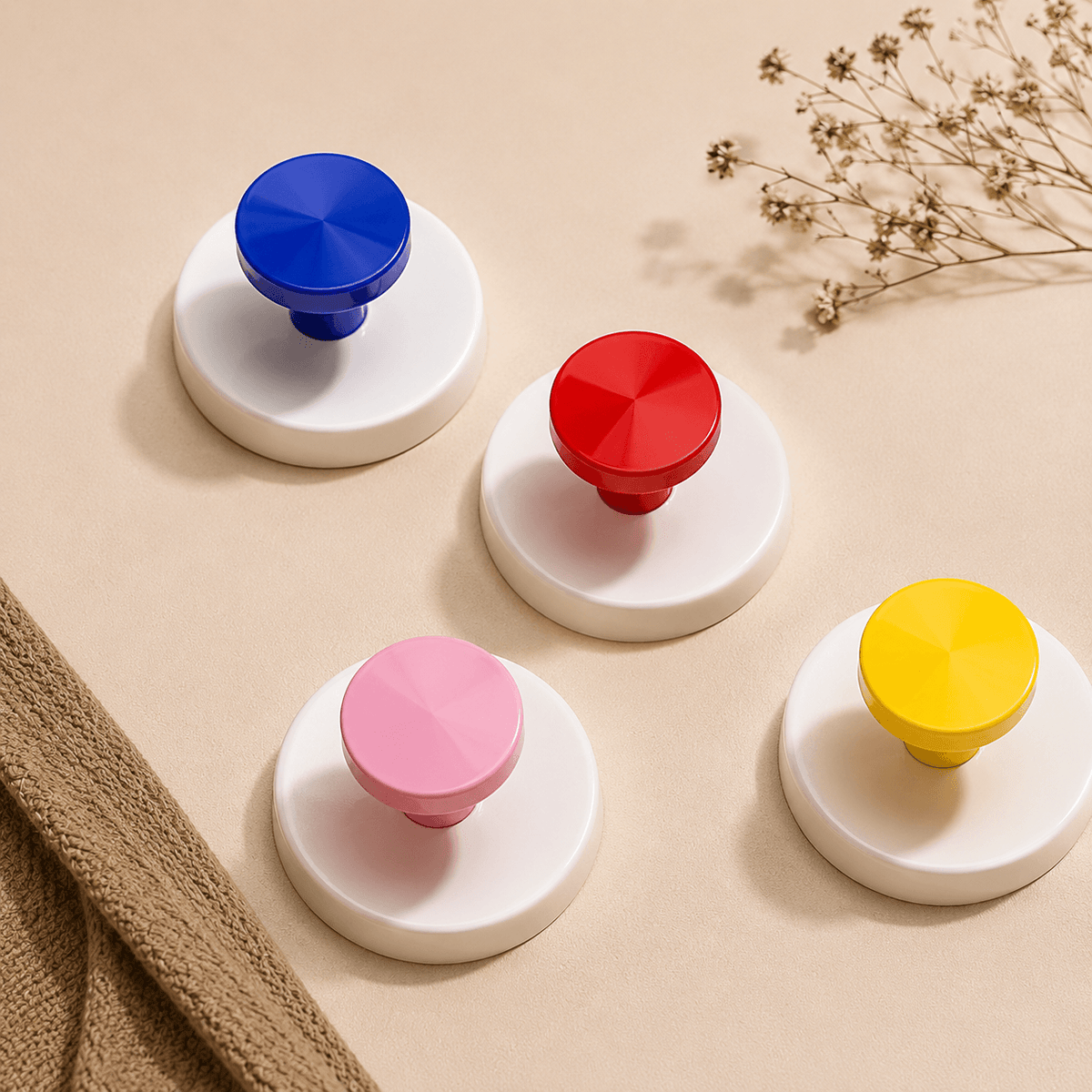 Homero Strong Grip Adhesive-Free Multicolor Suction Hook Cup