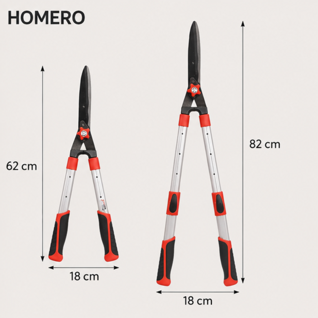 Heavy Duty Extendable Garden Hedge Shears with Wavy Steel Blade