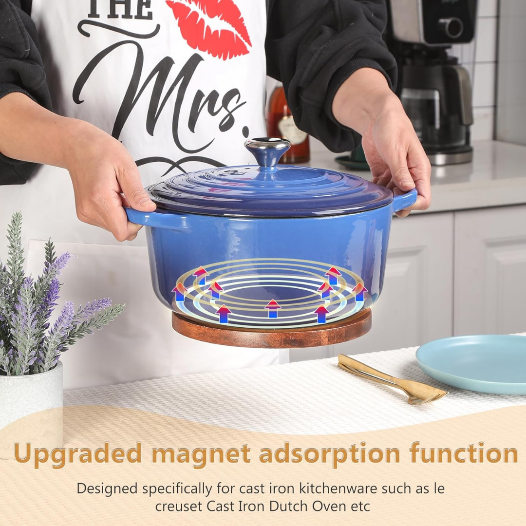 Magnetic Wooden Trivet with Heat Resistant Silicone Rings