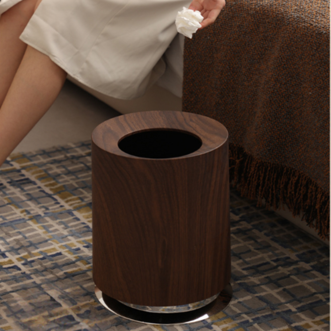 Luxury Wood Grain Trash Can