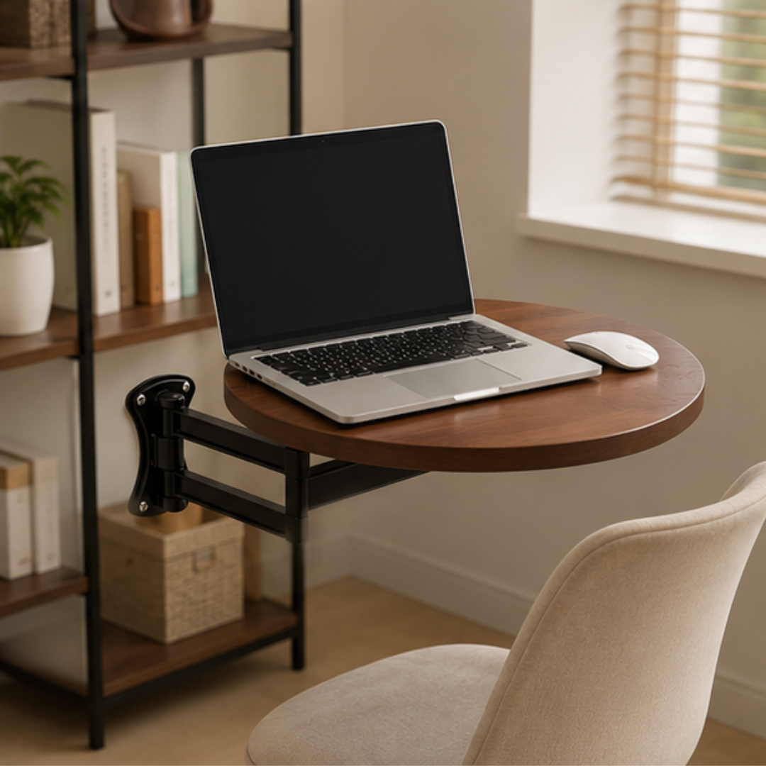 720° Rotating Adjustable Wall Mounted Folding Wooden Utility Shelf Table