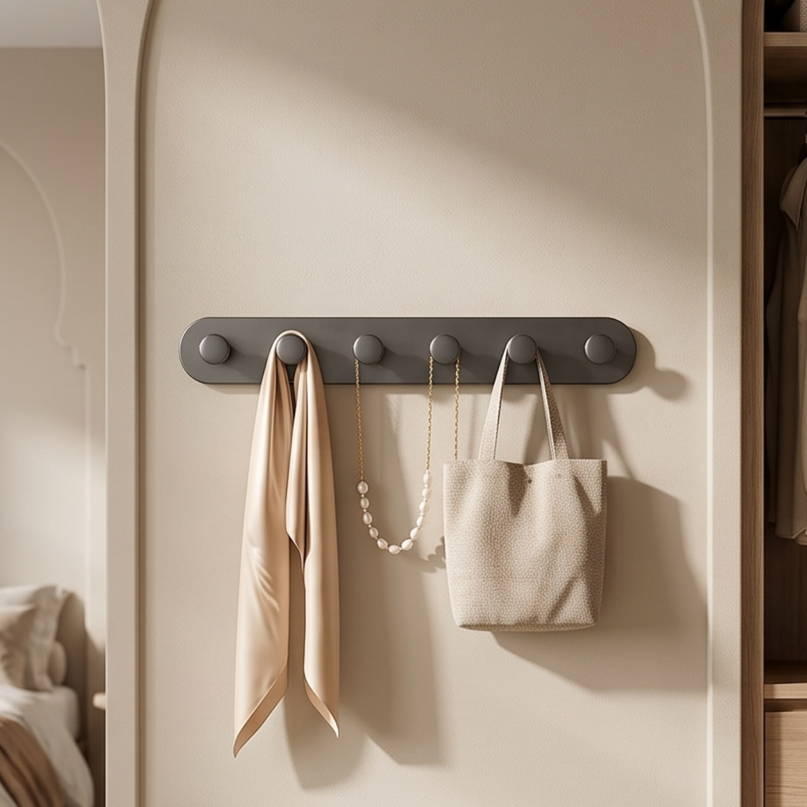Wall Mounted Suction Cup Multi Hook Organizer