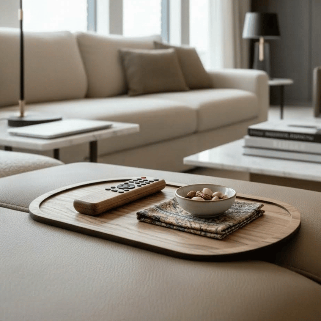 Multiuse Wooden Sofa Tray Organizer