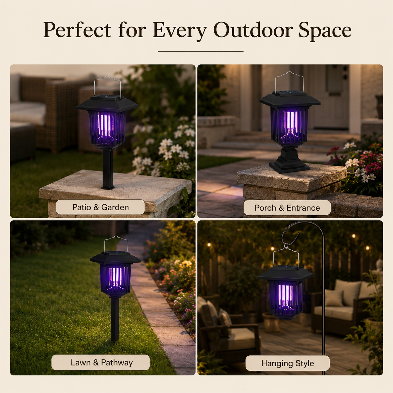 Dual Mode Solar Mosquito Killer Garden Waterproof UV Lamp