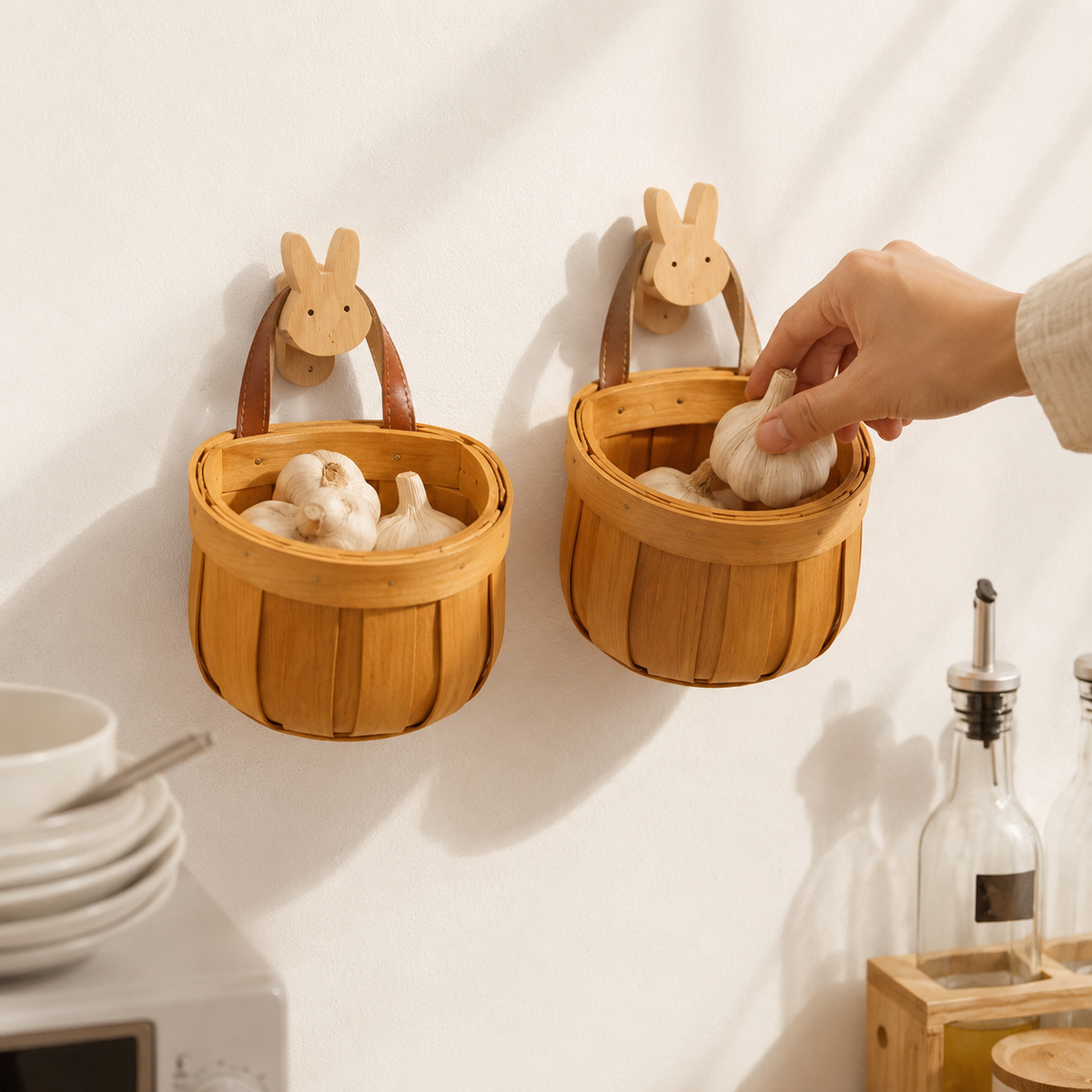 Homero Multi-Purpose Wooden Wall Hanging Storage Basket