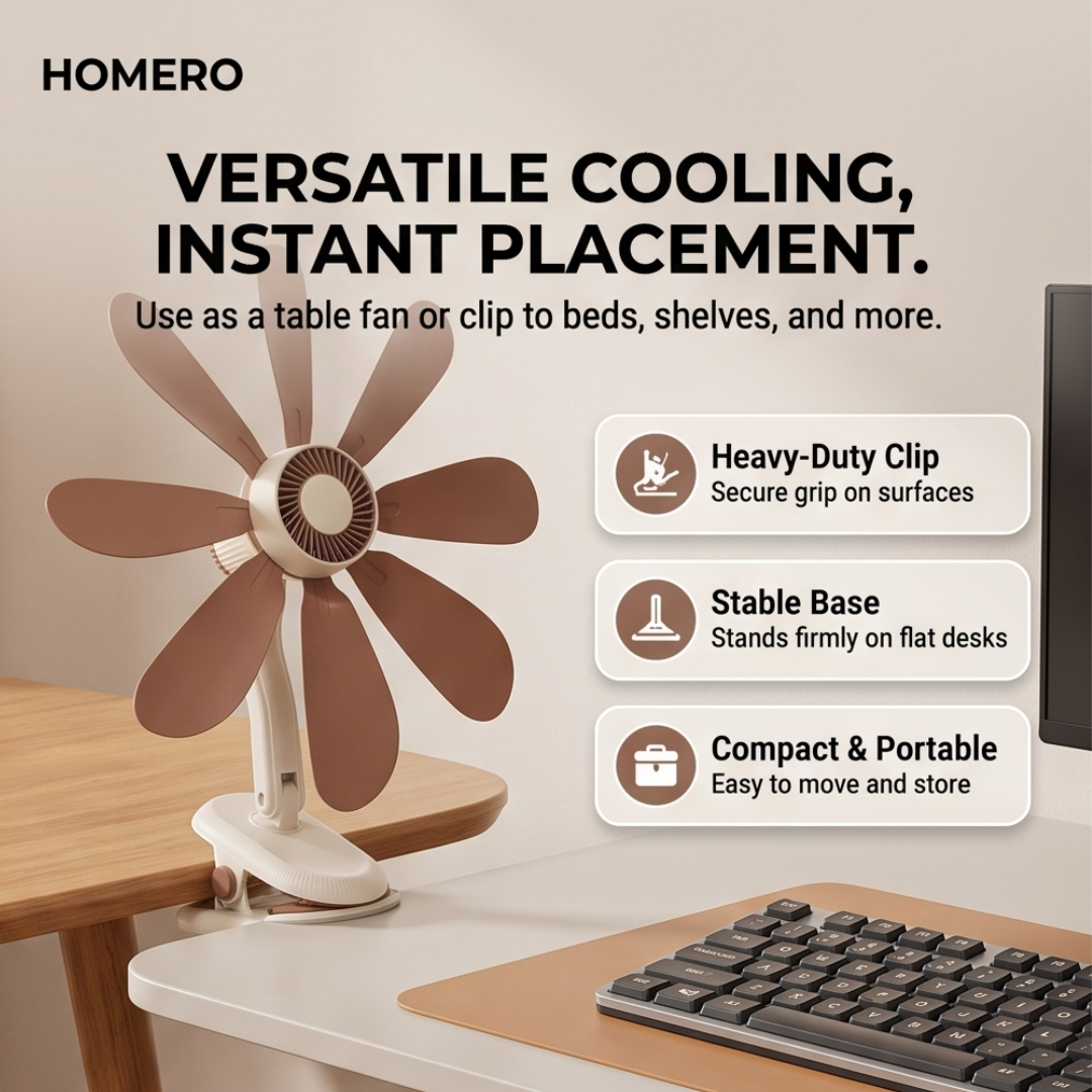 8 Blade High Airflow Clip On Electric Cooling Fan