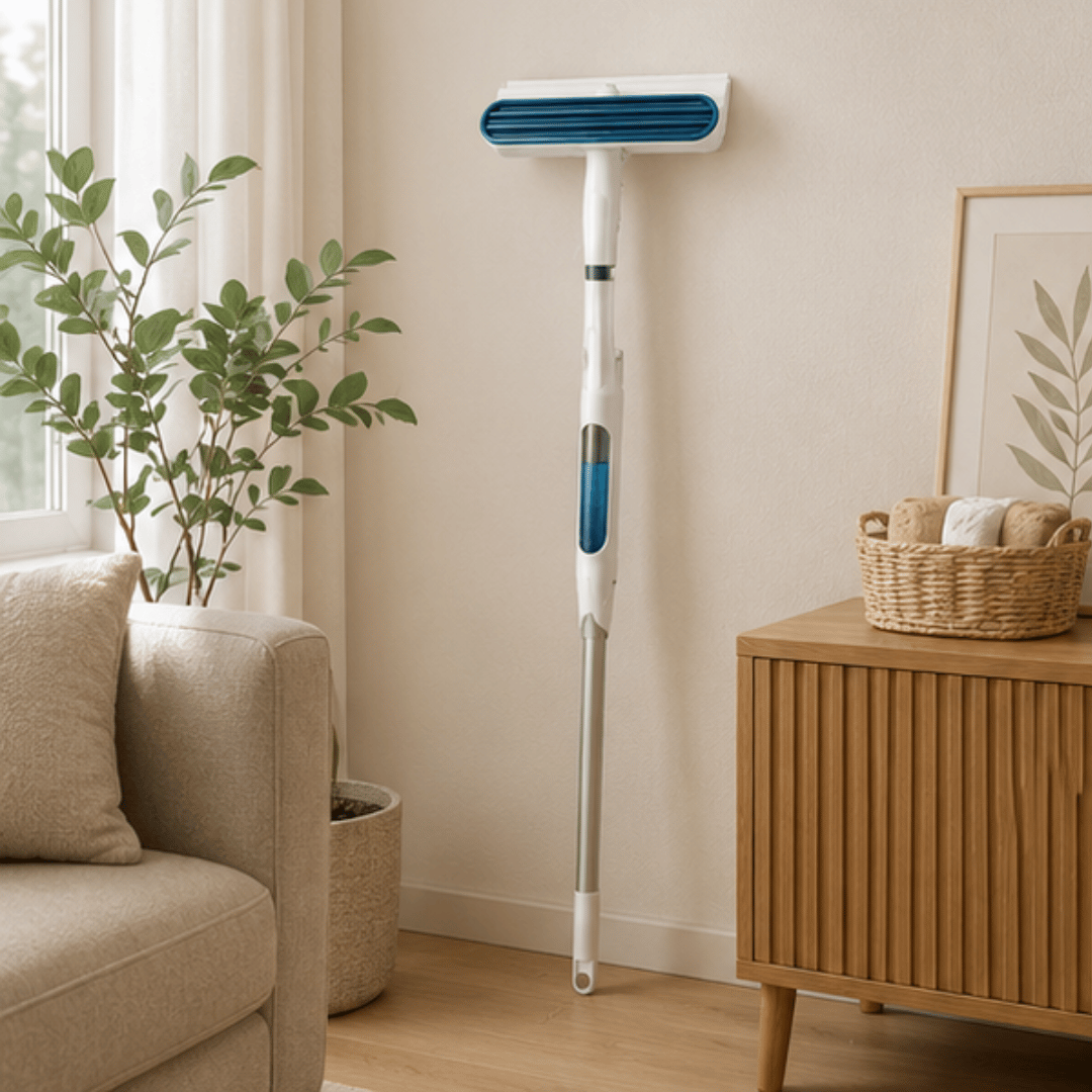 Telescopic Cleaning Squeegee Spray Wiper with Silicone Blade Microfiber Mop
