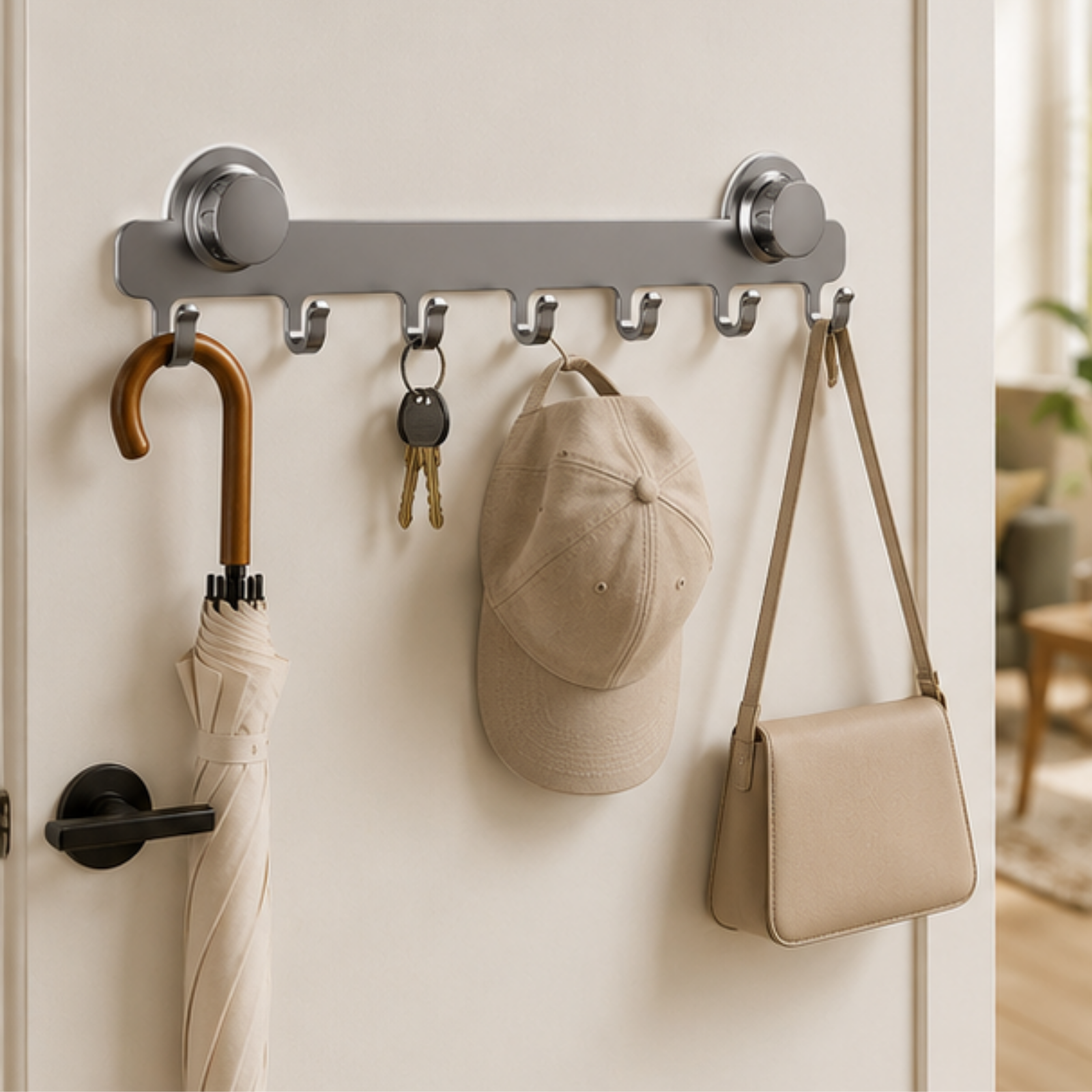 Premium Carbon Steel Suction Cup Multi Hook Organizer