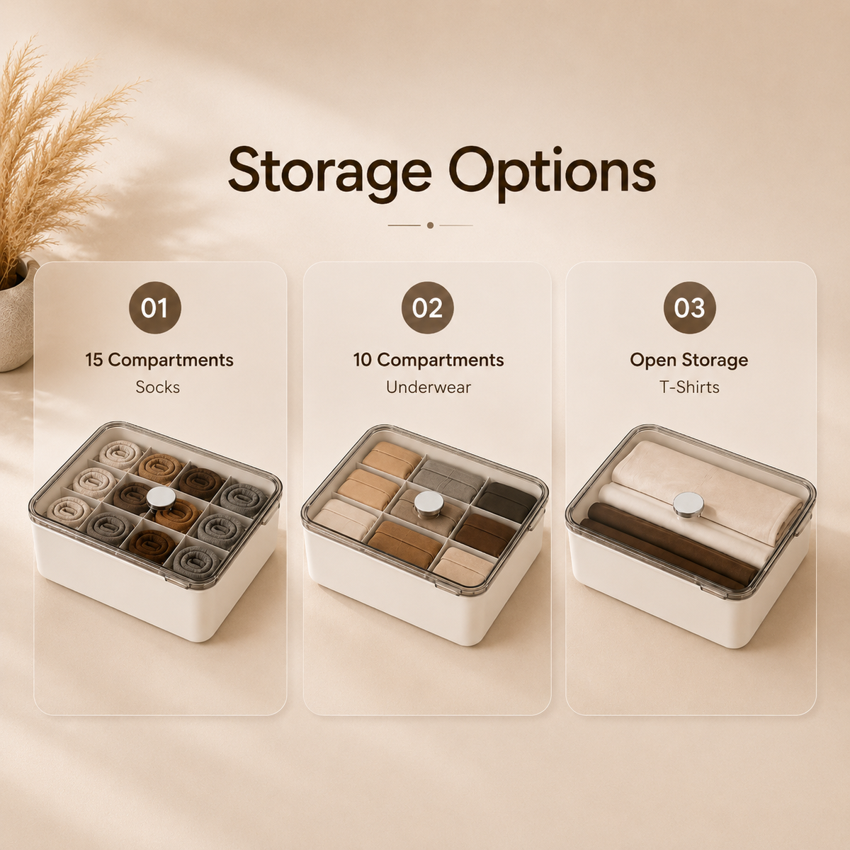 Smart Compartment Airtight Stackable Multipurpose Cloth Storage Organizer