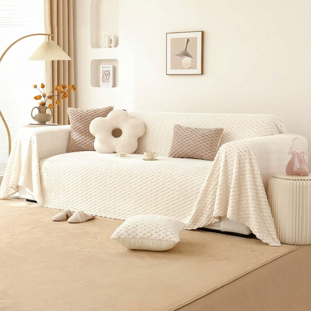 Luxury Honeycomb Plush Chenille Fabric Sofa Cover