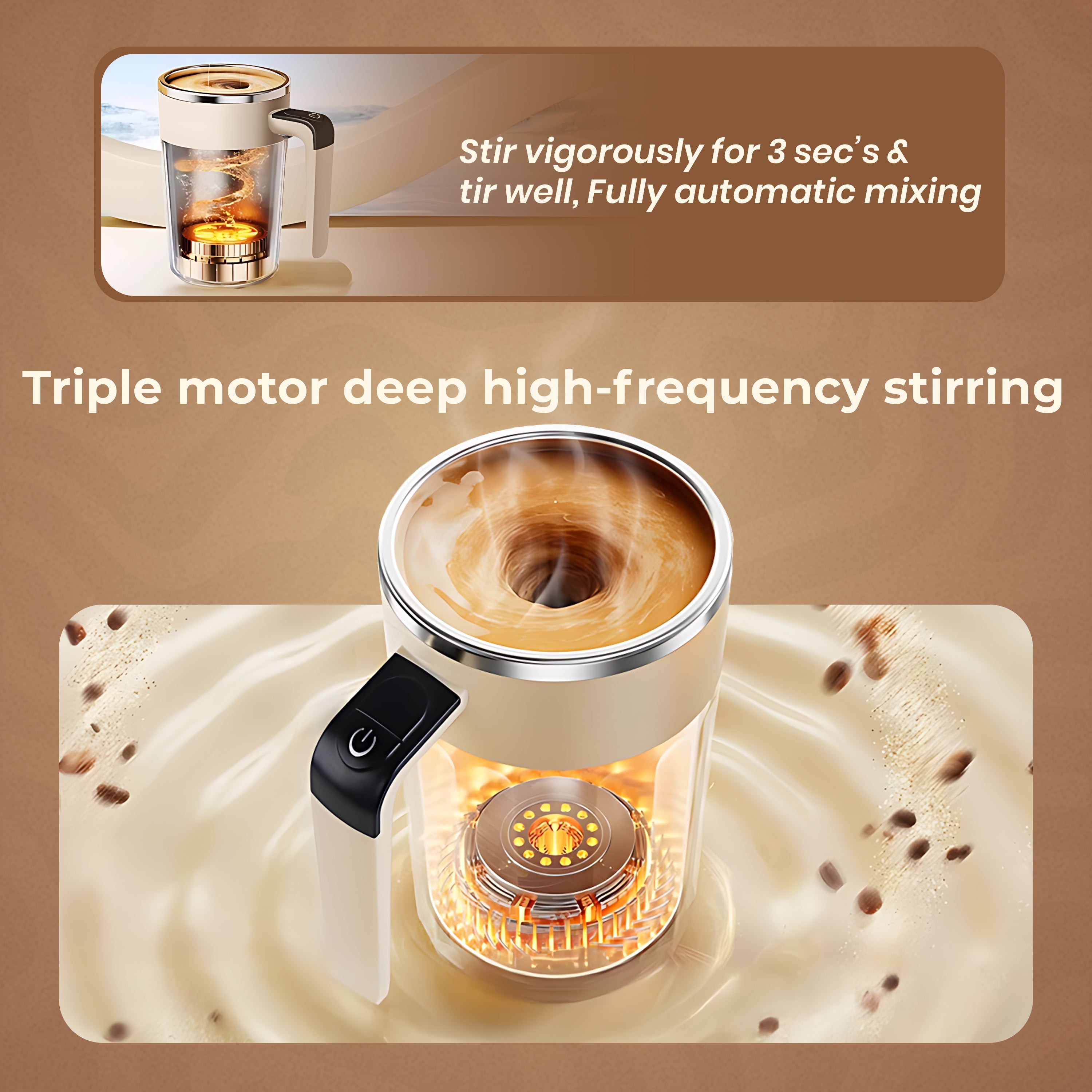 HOMERO Automatic Stirring Coffee Rechargeable Mug with Digital Display - 400ml