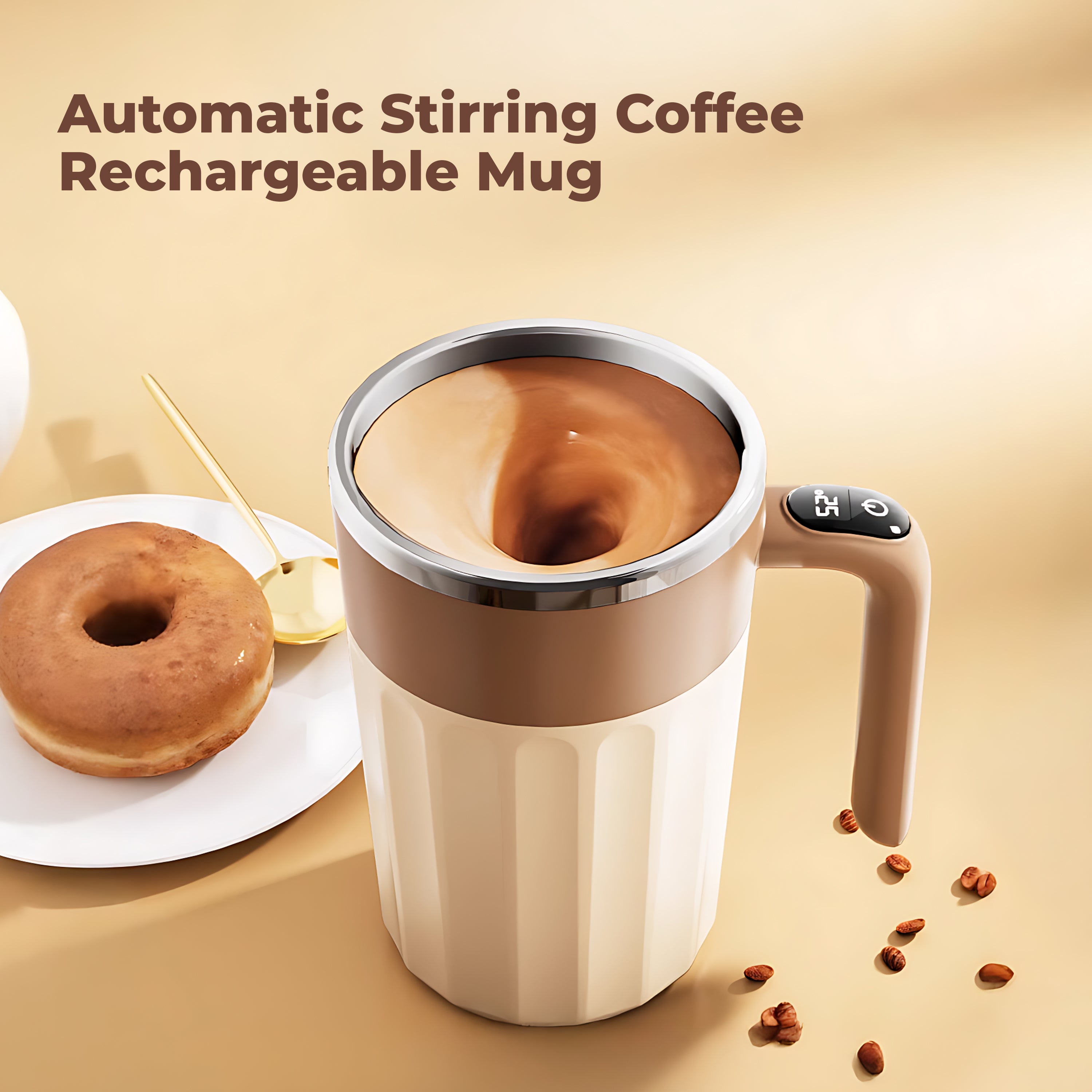HOMERO Automatic Stirring Coffee Rechargeable Mug with Digital Display - 400ml