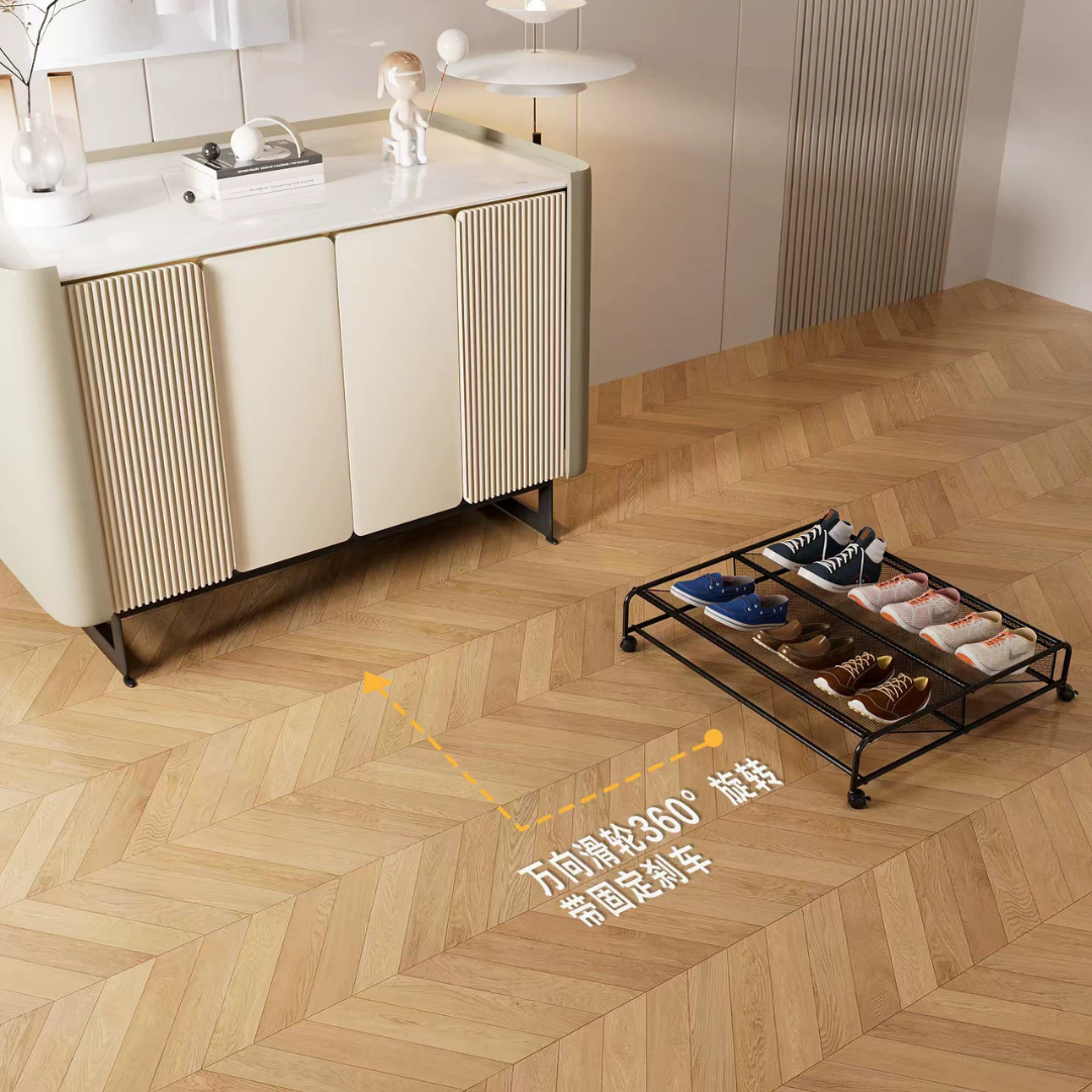 HOMERO Under Bed Shoe Storage Rack Metal Mesh Organizer with Rolling Wheels