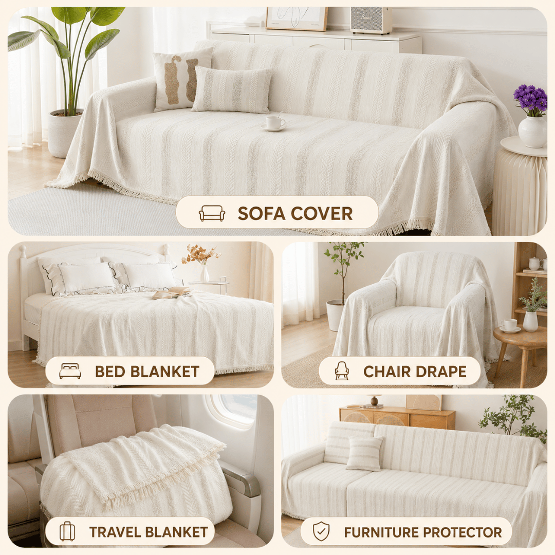 Luxury Reversible Wrinkle Resistant Throw Chenille Sofa Cover