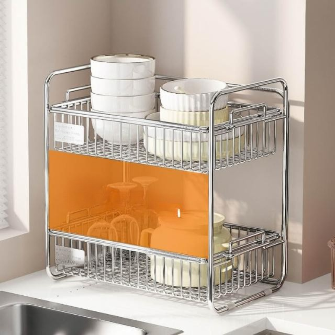 Double Layer Stainless Steel Countertop Storage Rack