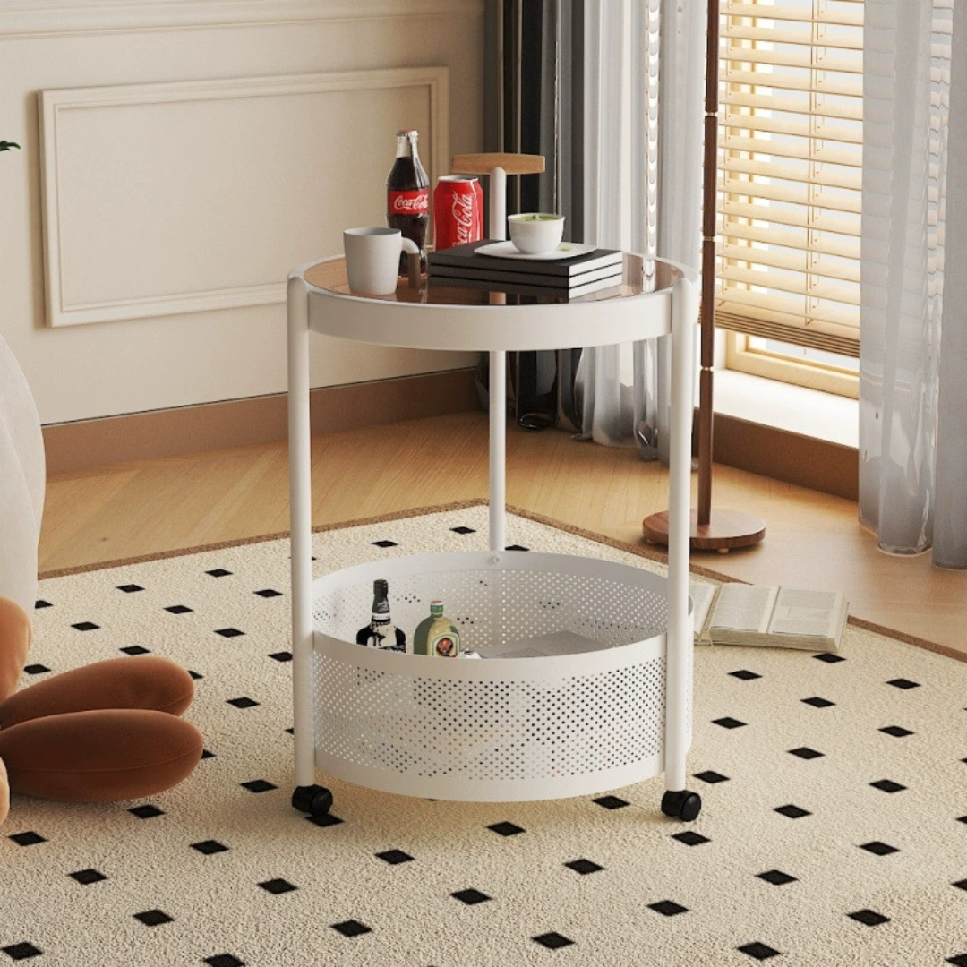 Homero Multipurpose Art Side Table Brown Glass Top - 2 Layer