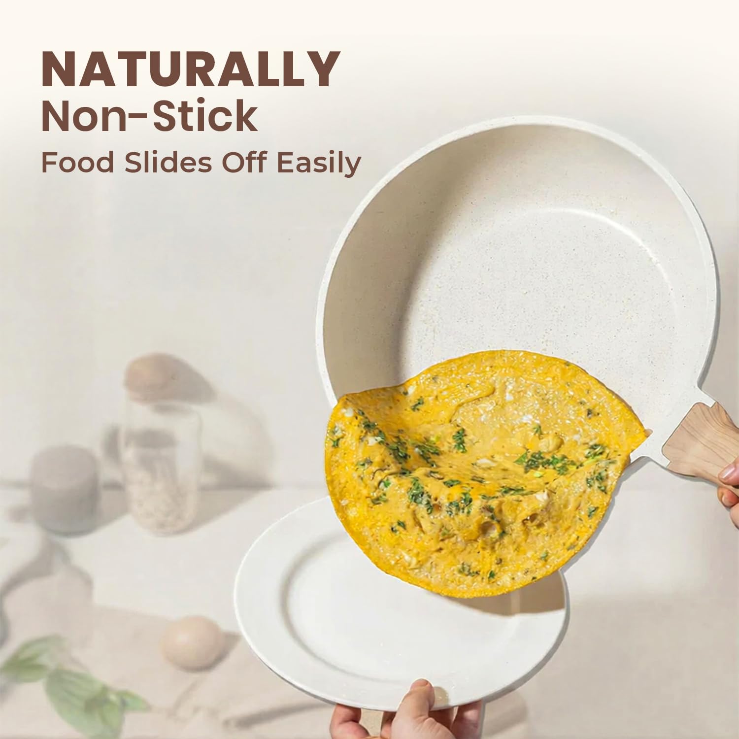 HOMERO Premium Maifan Granite Non Stick Fry Pan with Lid Induction Compatible (20cm)