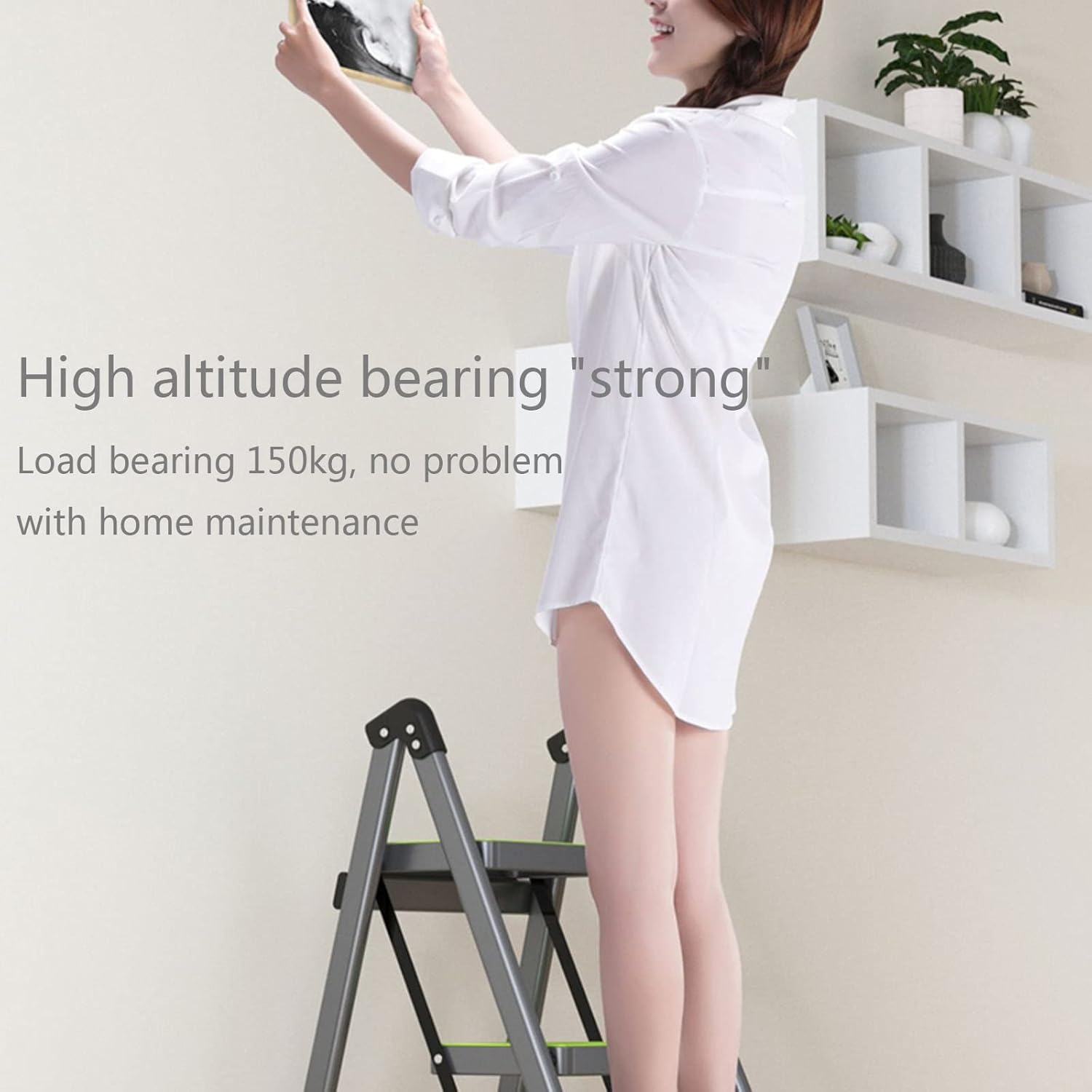 HOMERO Heavy-Duty 3 Step Anti-Slip Wide Pedal Folding Step Ladder