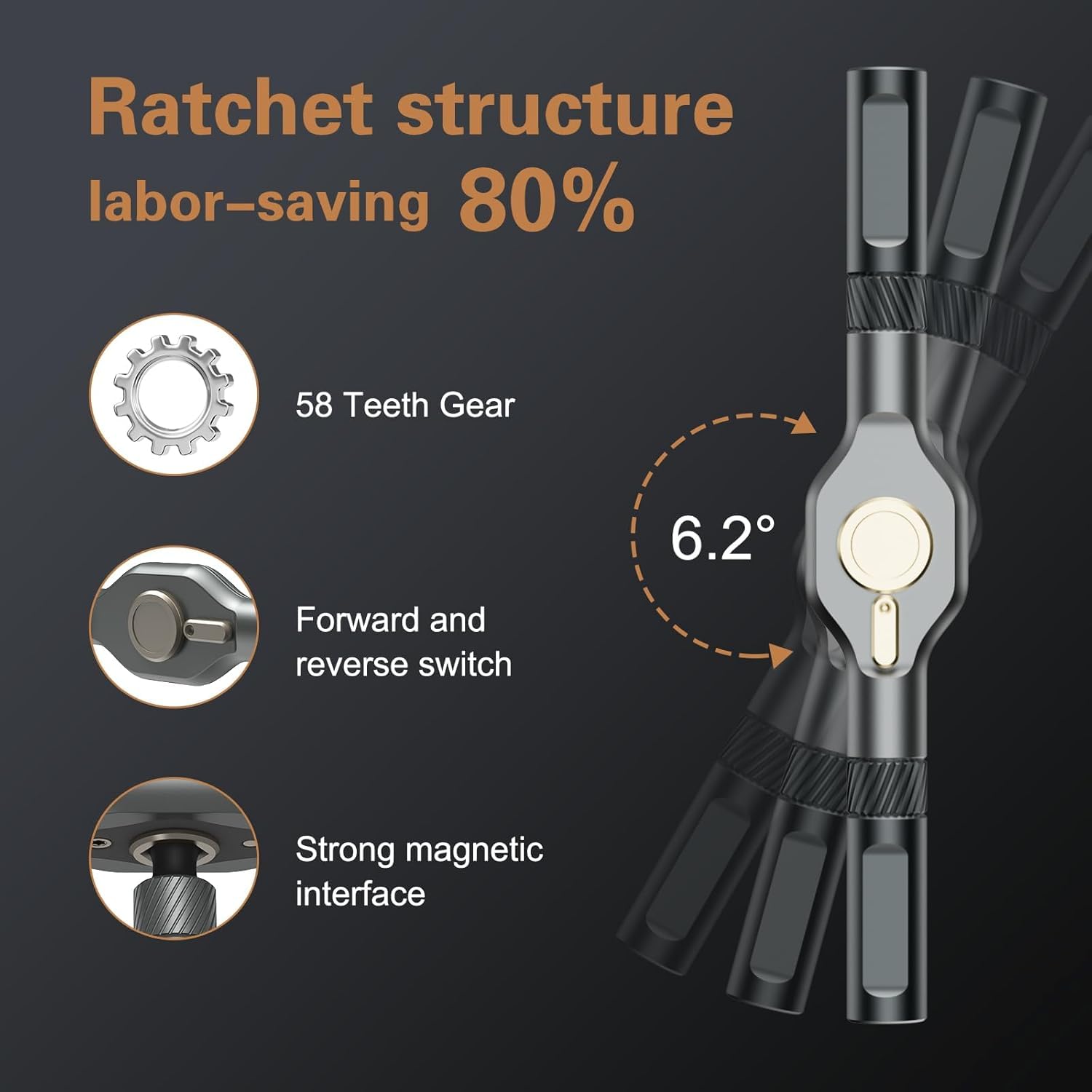24 In 1 Magnetic  T Shape  Ratchet Screwdriver Set with S2 Steel Bits