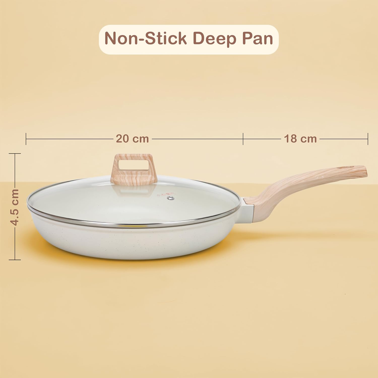 HOMERO Premium Maifan Granite Non Stick Fry Pan with Lid Induction Compatible (20cm)