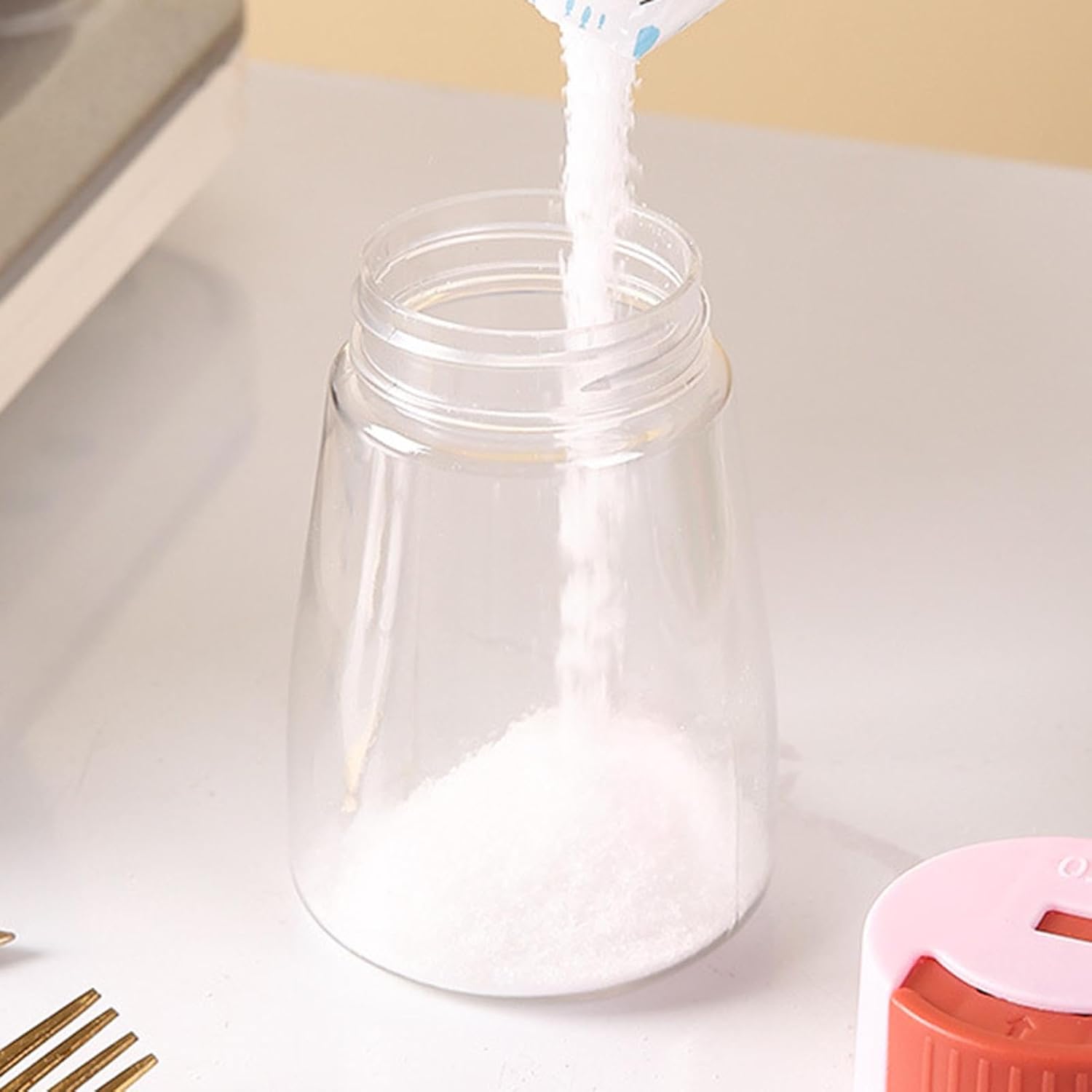 Multi-Purpose Transparent Spice Storage Bottle with Press Lid