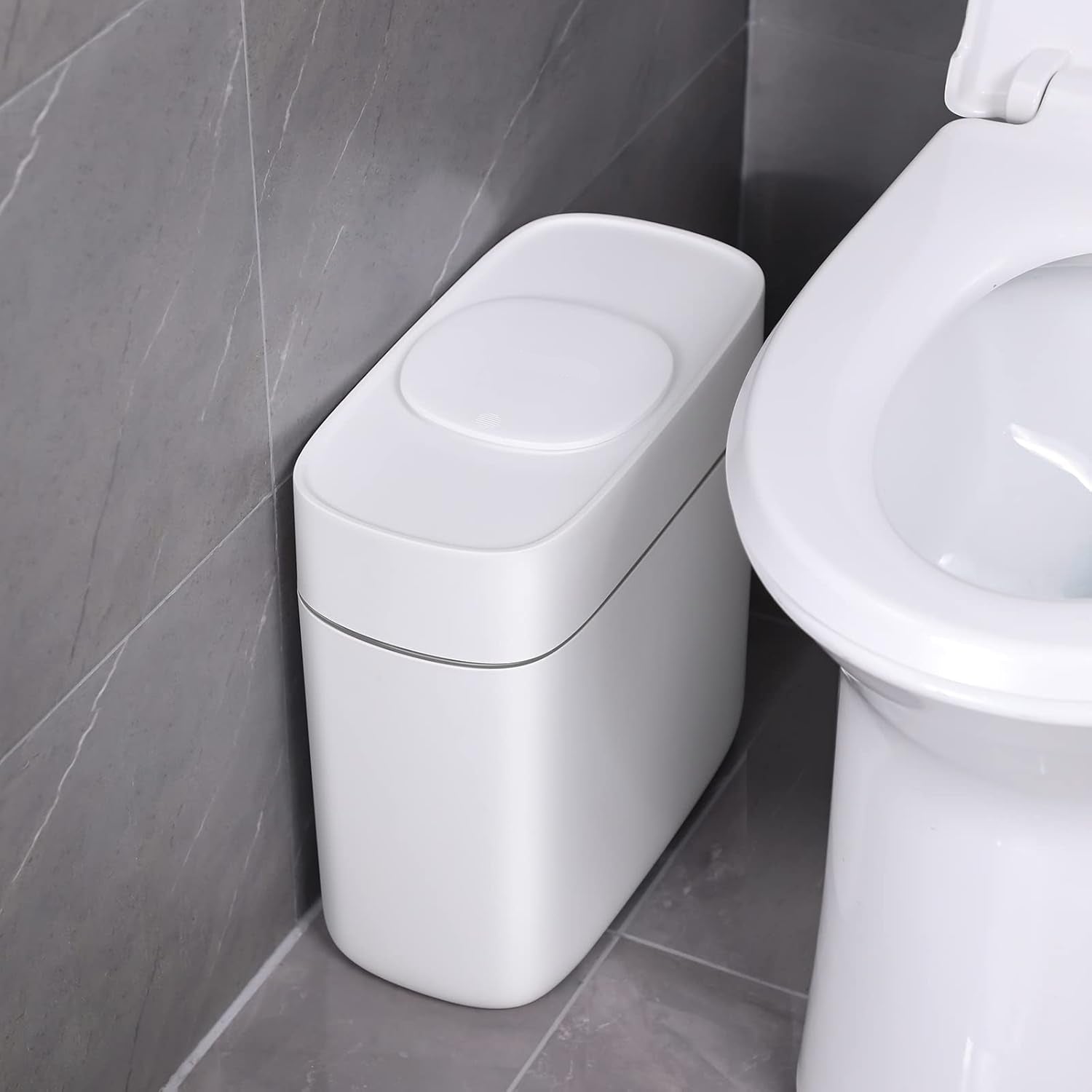 HOMERO Multi-Use Slim Design Press-Lid Trash Can - 14L Capacity