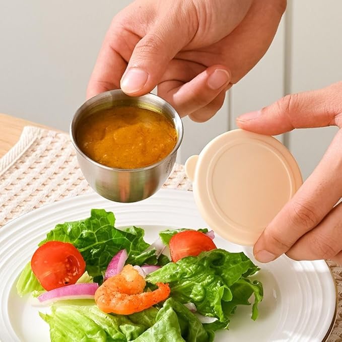 Stainless Steel Salad Dressing & Condiment Container with Lid