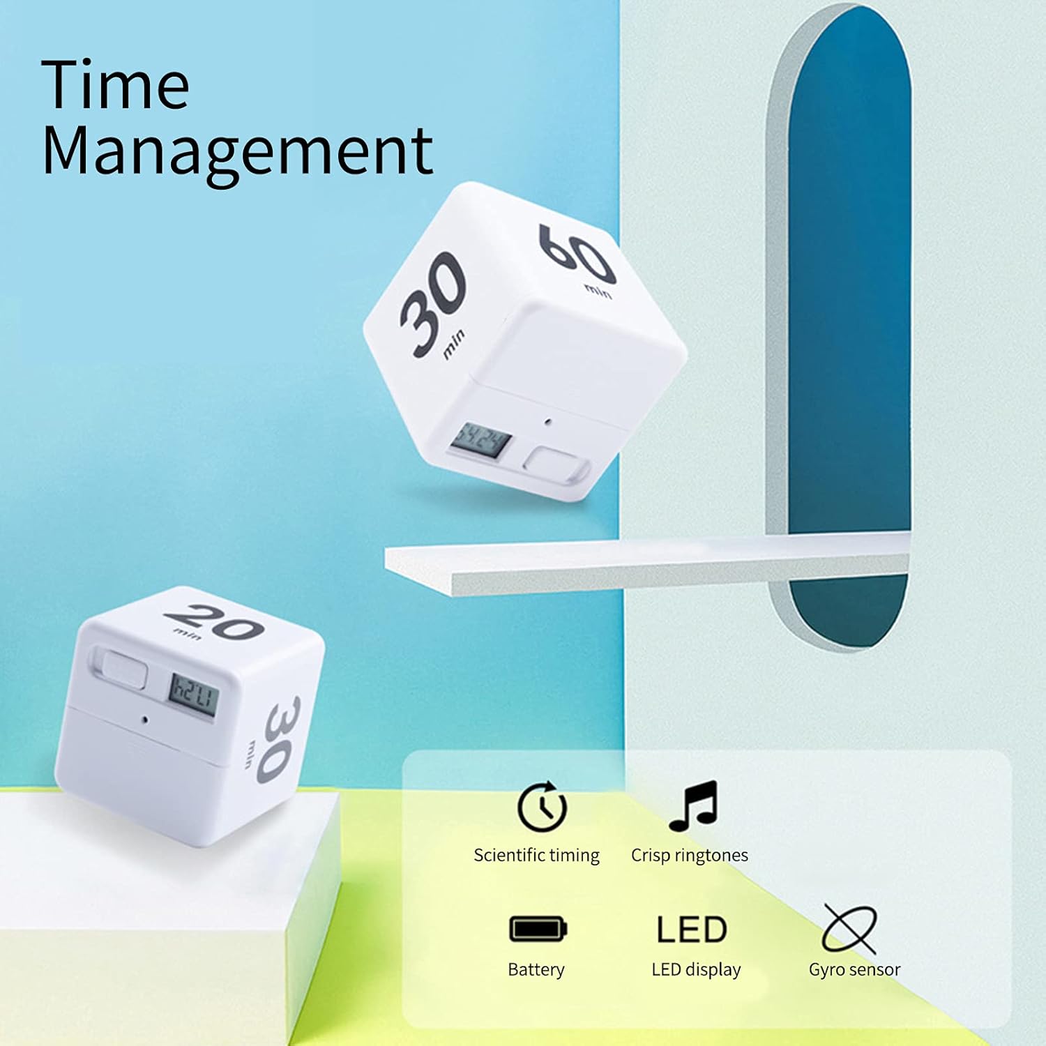 HOMERO Smart Cube Timer with Gravity Sensor (15-60 Minutes)
