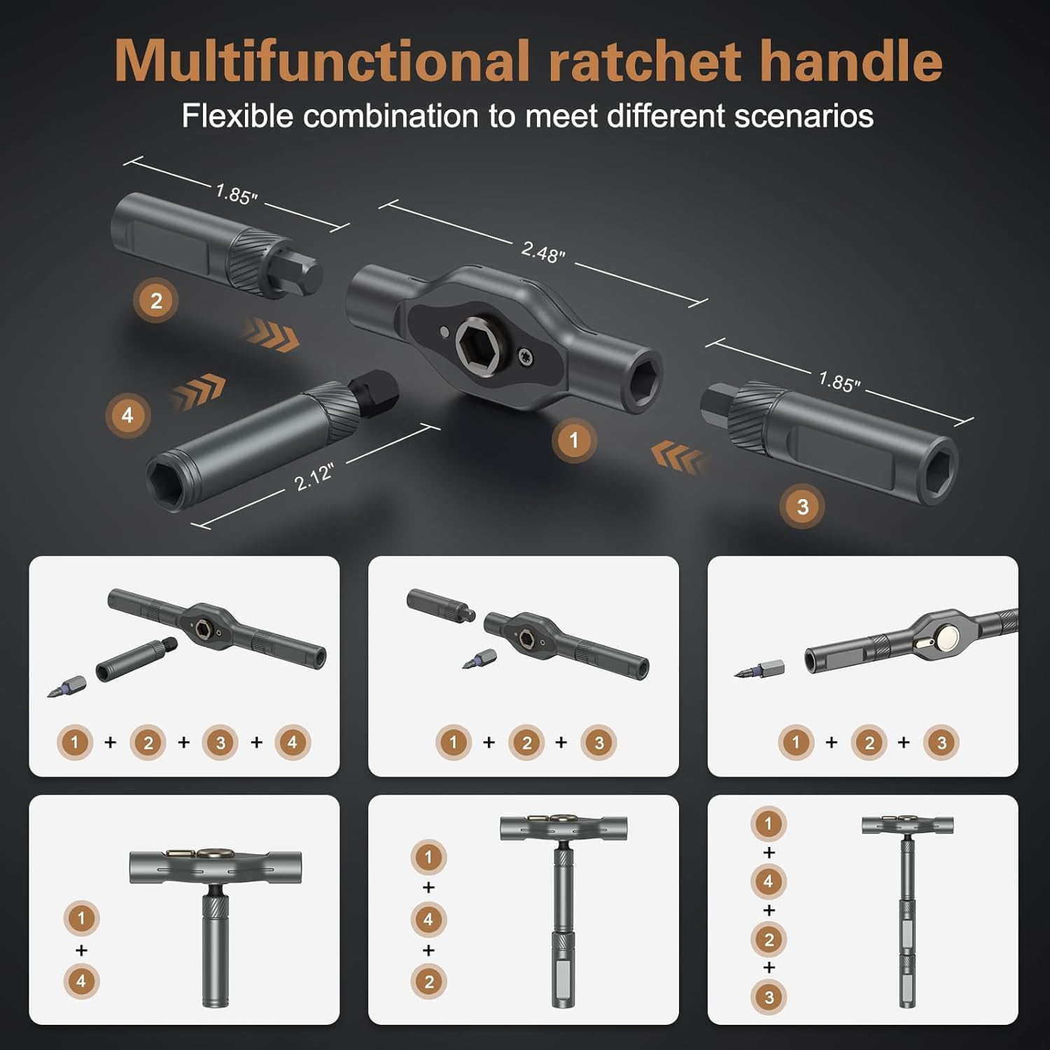 24 In 1 Magnetic  T Shape  Ratchet Screwdriver Set with S2 Steel Bits