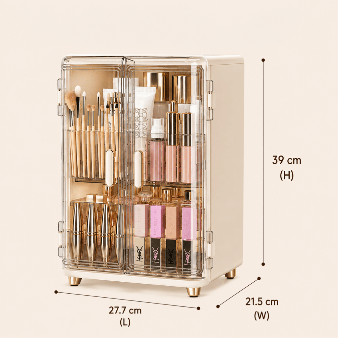 Three Layer Double Door Luxury Cosmetic Storage Organizer