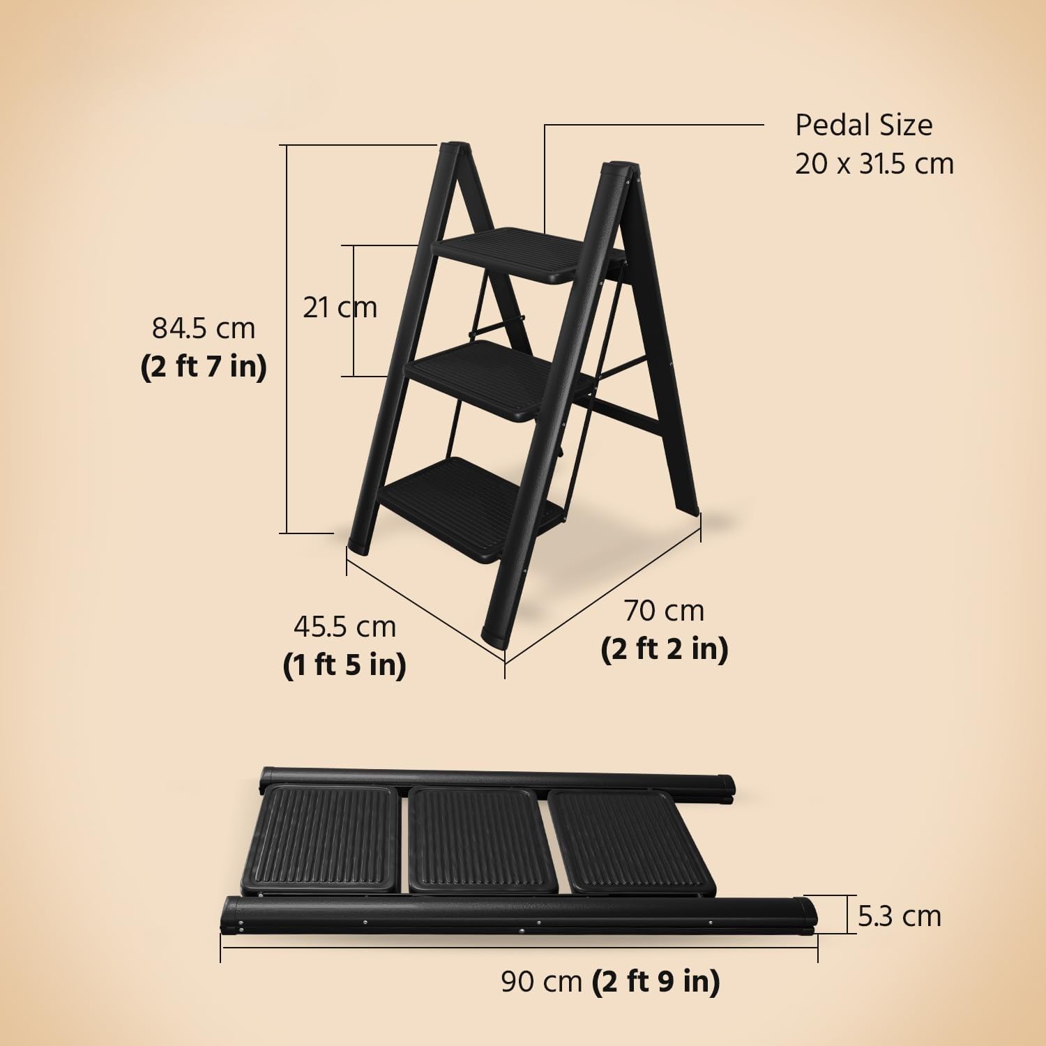 Multipurpose Heavy Duty Non Slip Wide Pedals Step Ladder