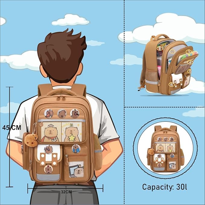 Korean Style Capybara School College Travel Backpack