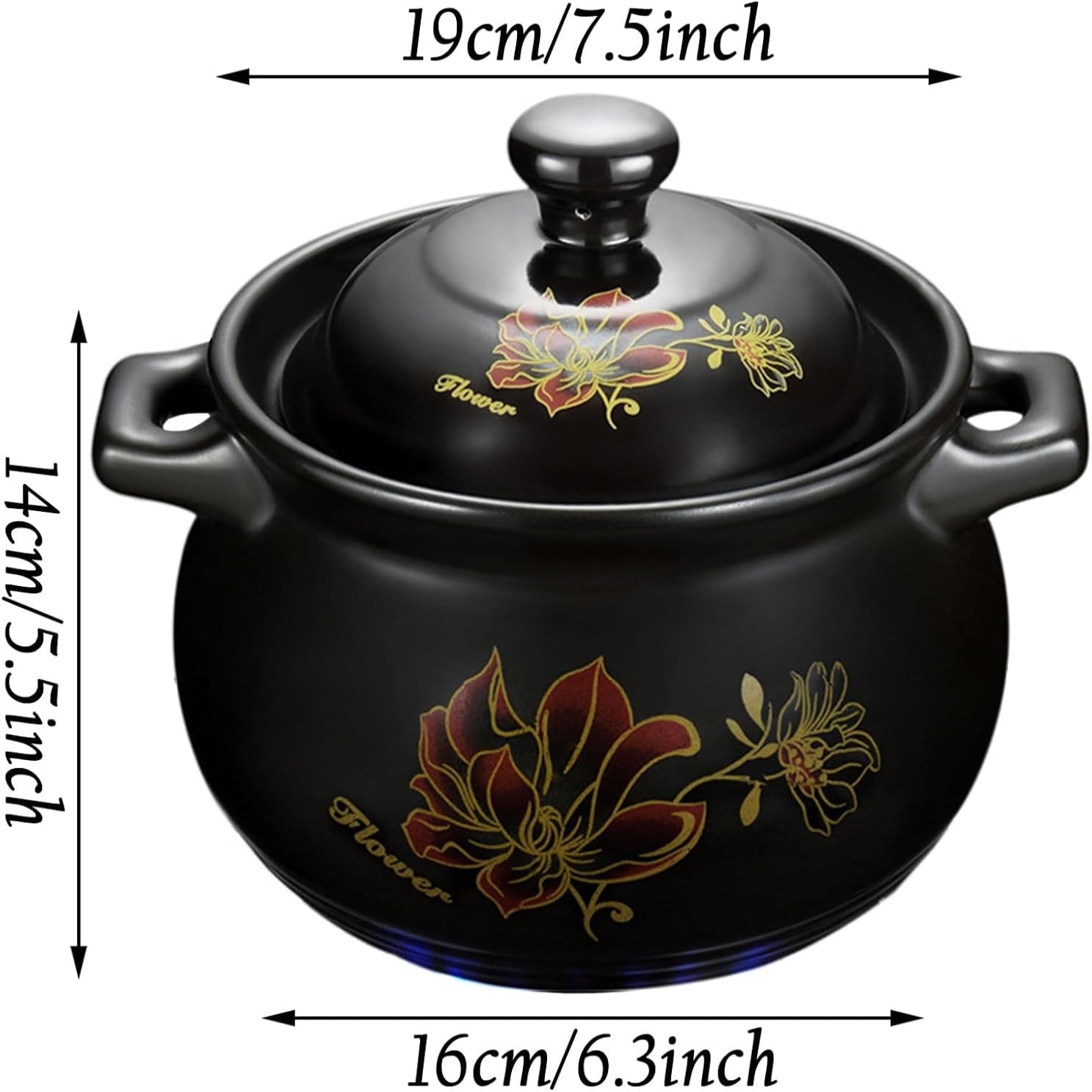 Ceramic Casserole Pot – Round Stoneware with Dual Handles