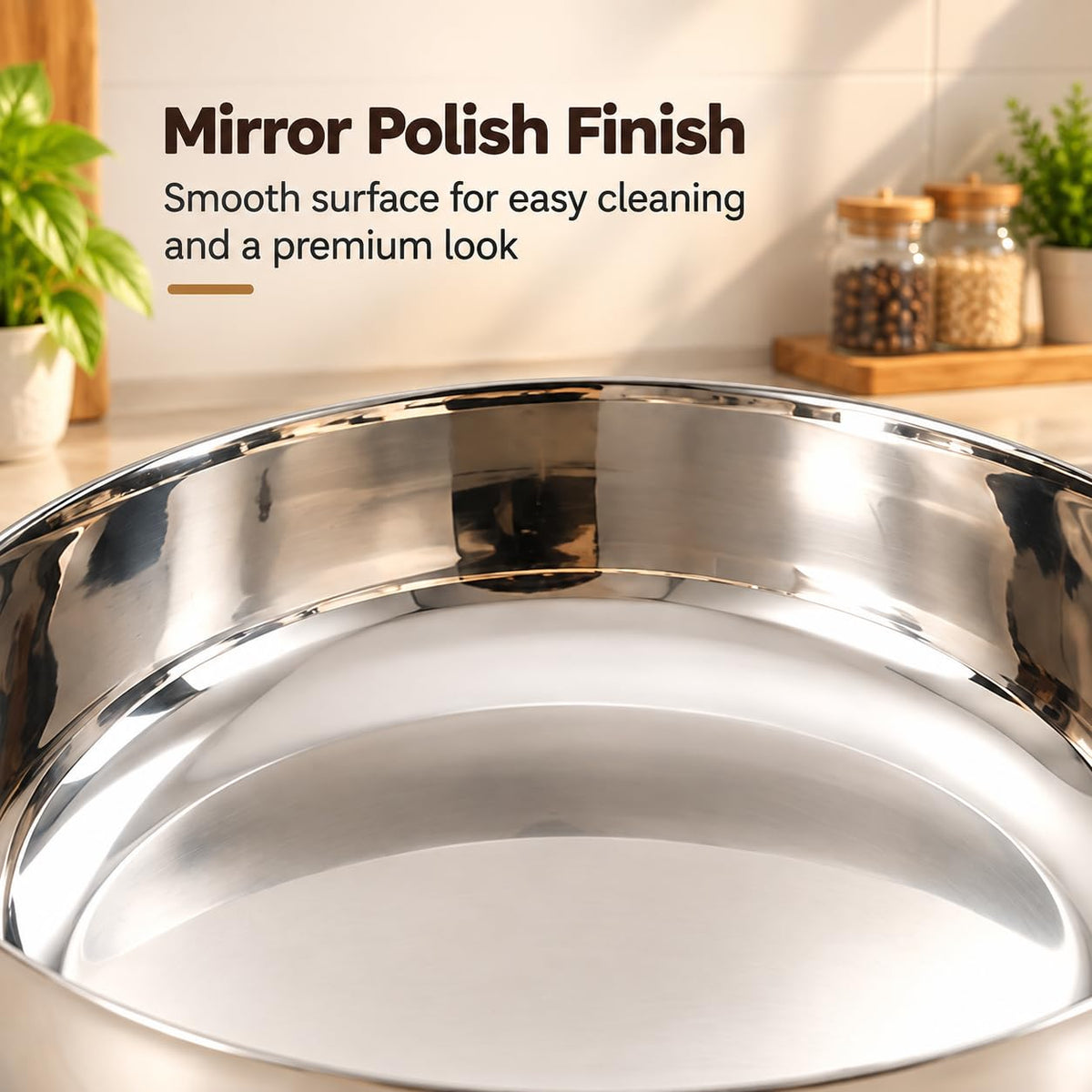 Premium Stainless Steel Mirror Finish Deep Kadhai