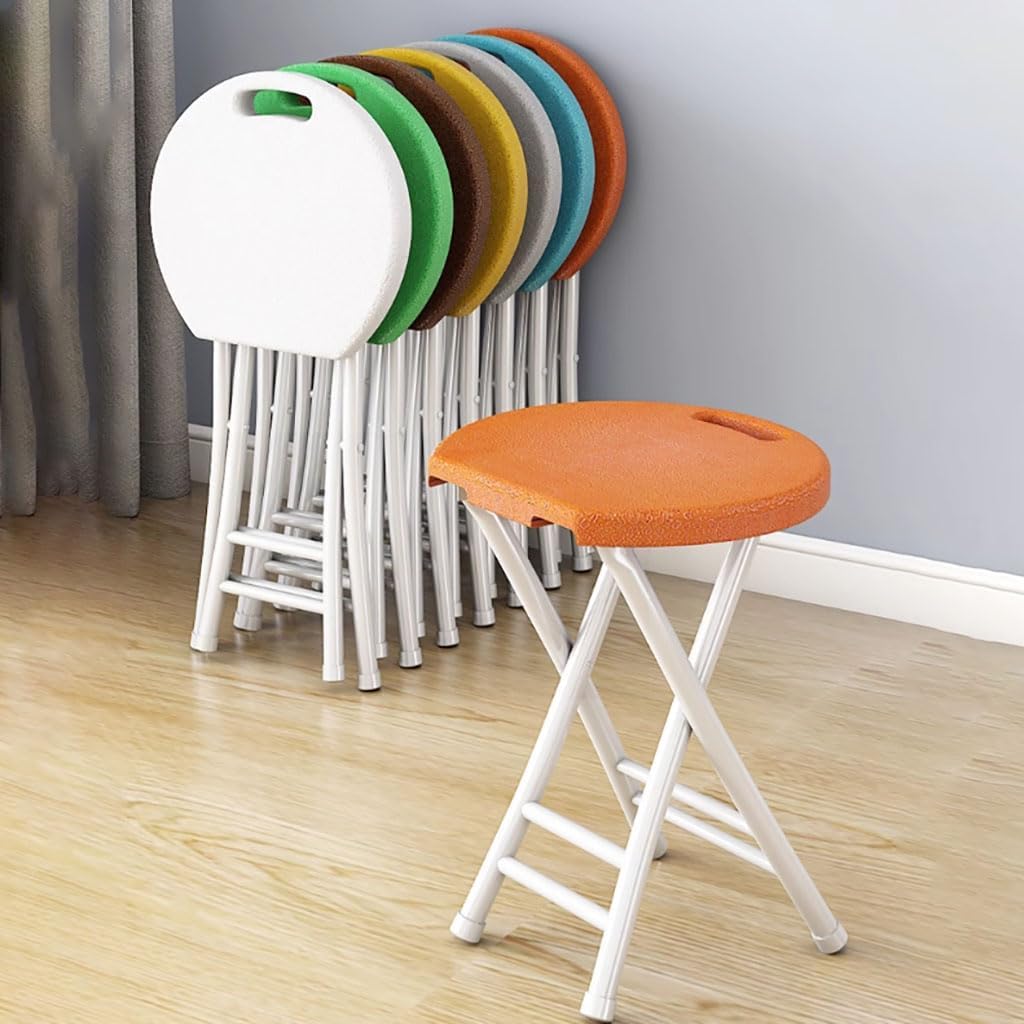 Portable Folding Stool Lightweight Heavy Duty Plastic Seat with Metal Frame