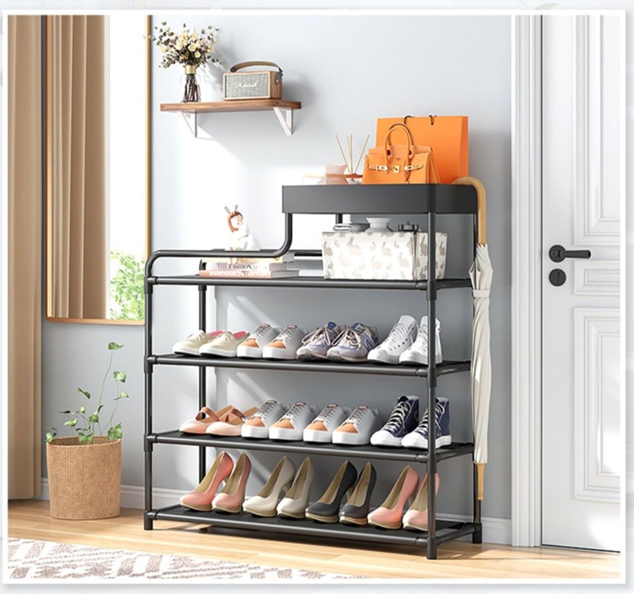 5 Layer Multipurpose Metal Shelving Cabinet Shoe Storage  Rack Organizer