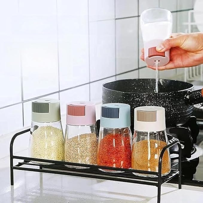 Multi-Purpose Transparent Spice Storage Bottle with Press Lid