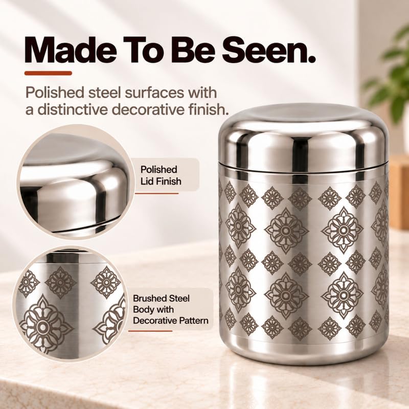 Diamond Bloom Pattern Stainless Steel Kitchen Storage Jars