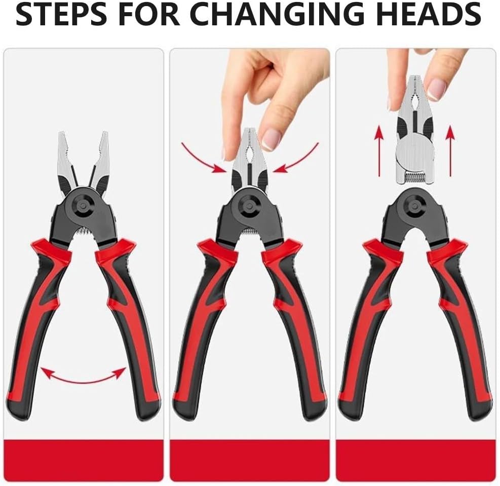 HOMERO 5 In 1 Multifunctional Interchangeable Head Heavy Duty Pliers Tool Set