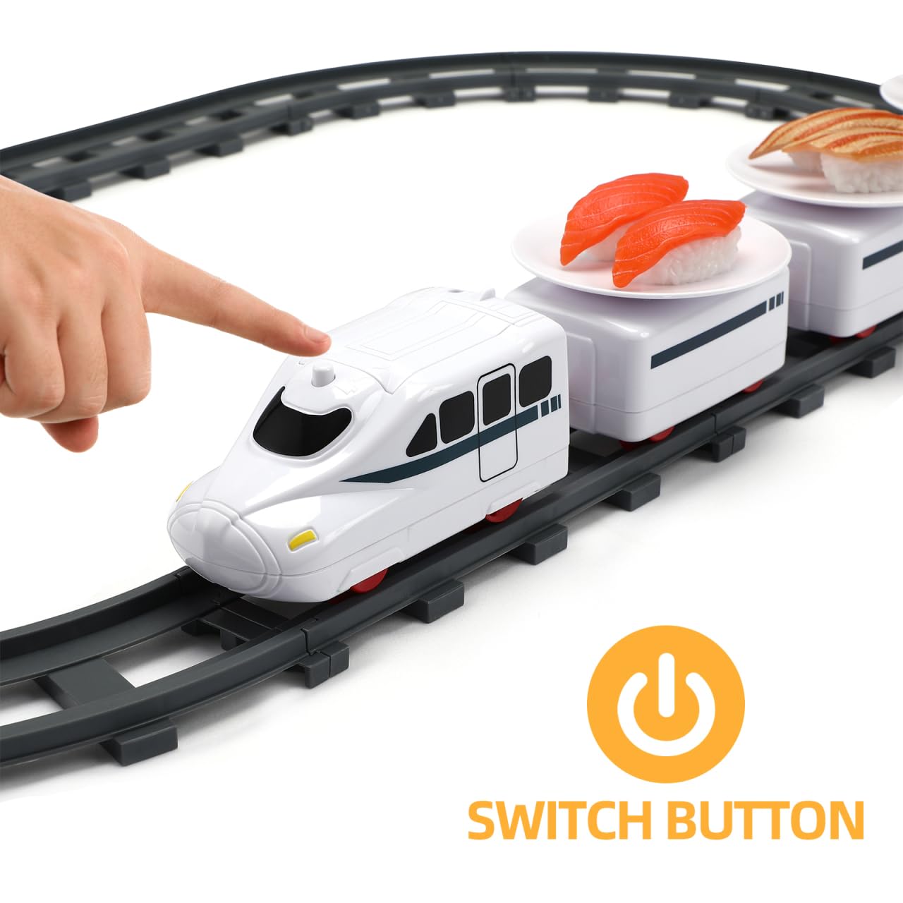 Rotating Electric Conveyor Track Train Serving Set - 17 Piece Set