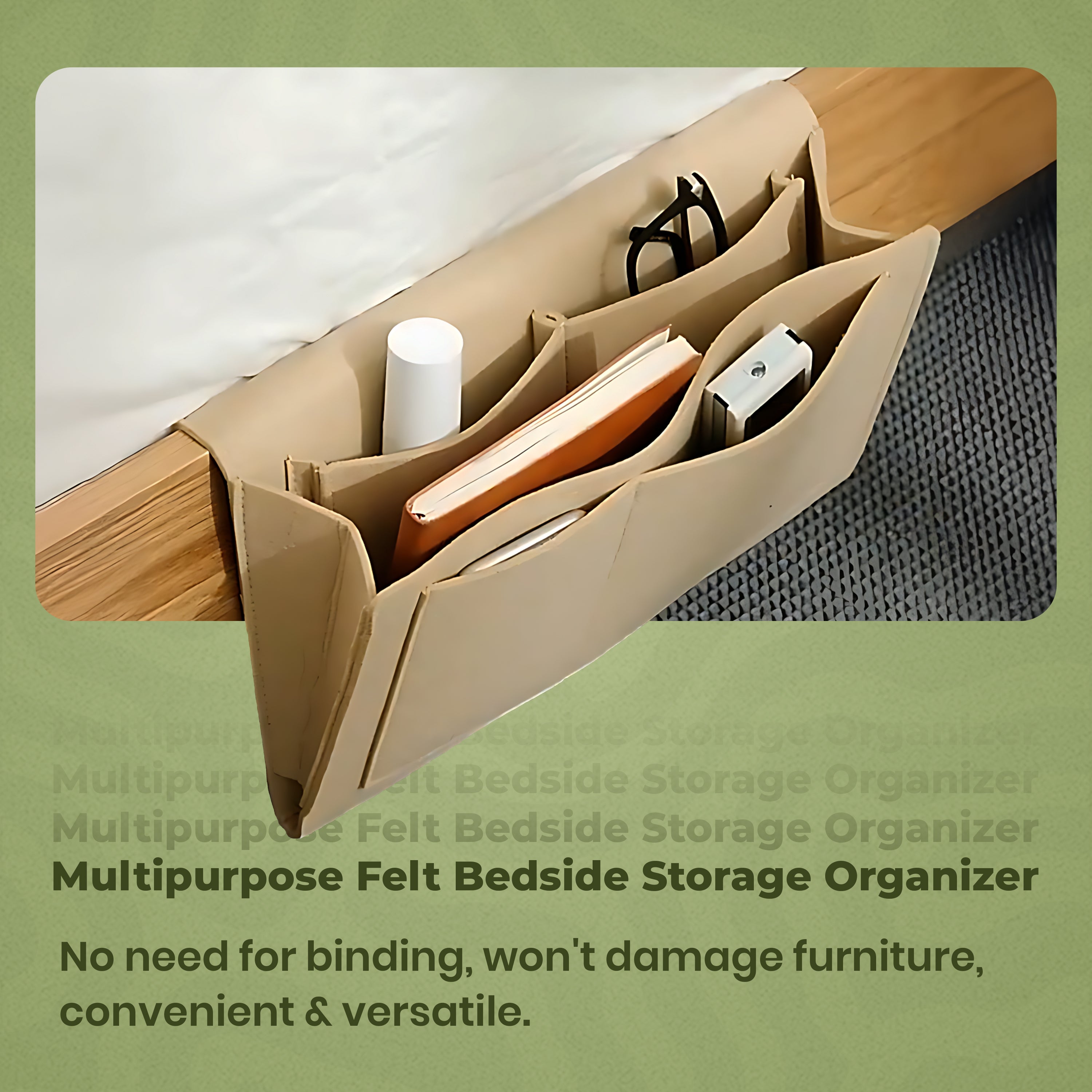 Multipurpose Felt Bedside Storage Organizer Bag