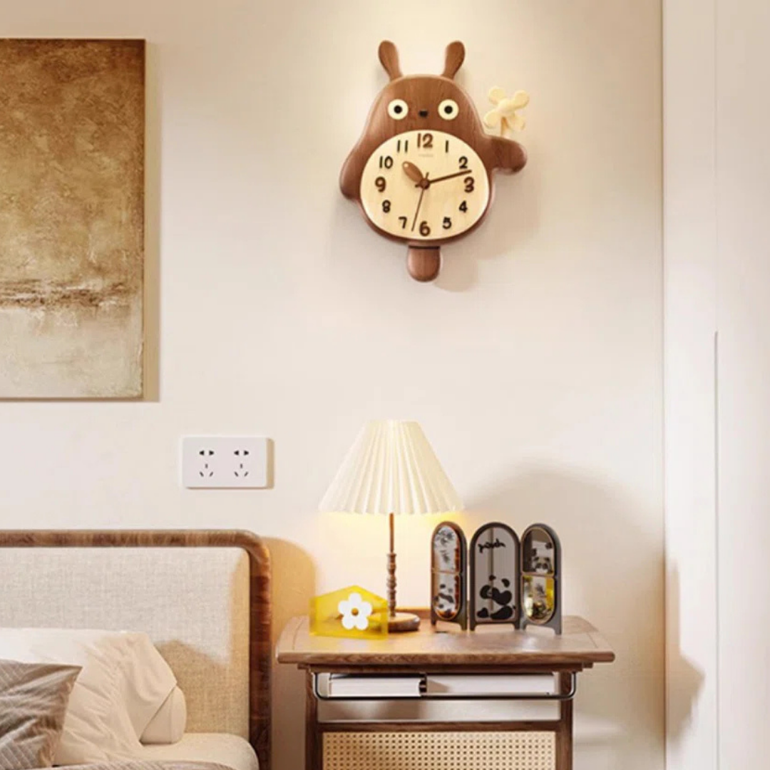 HOMERO Cute Cartoon Rabbit Decorative Analog Wall Clock