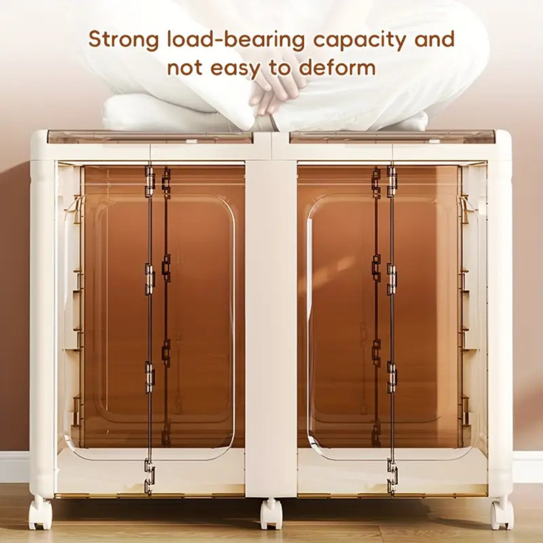 HOMERO Multi-Purpose Foldable Transparent Storage Box with Wheels