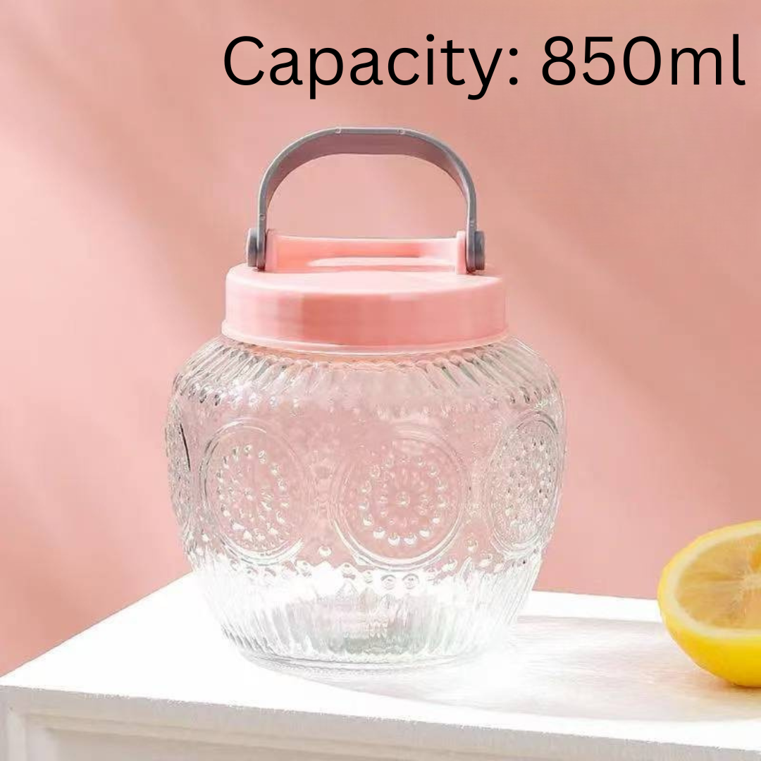 Homero Multi-Use Glass Jar with Handle and Airtight Lid Set of 3