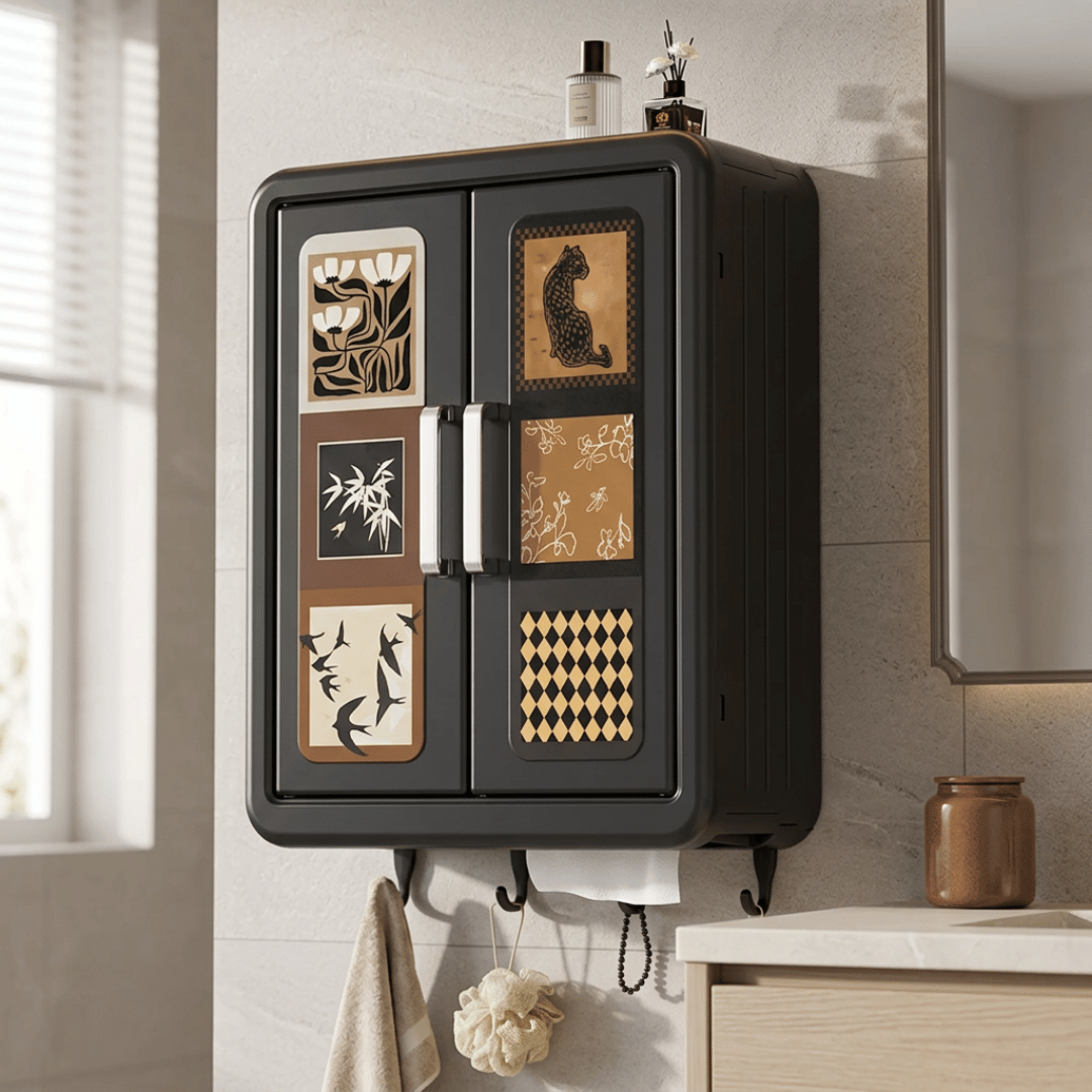 Homero Vintage Style Double Door Wall Mounted Storage Box with Hooks