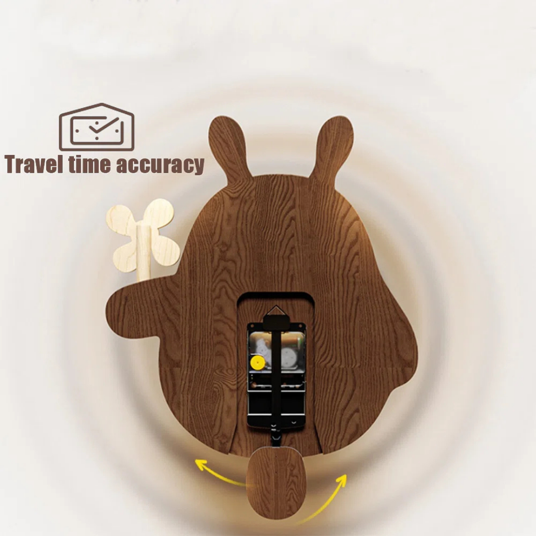 HOMERO Cute Cartoon Rabbit Decorative Analog Wall Clock