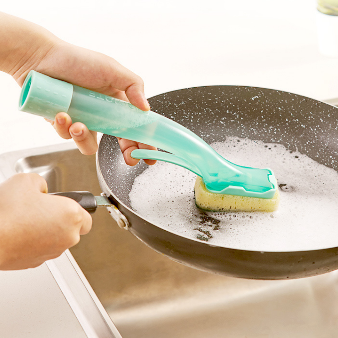 HOMERO Long Handle Dishwashing Brush with Liquid Dispenser