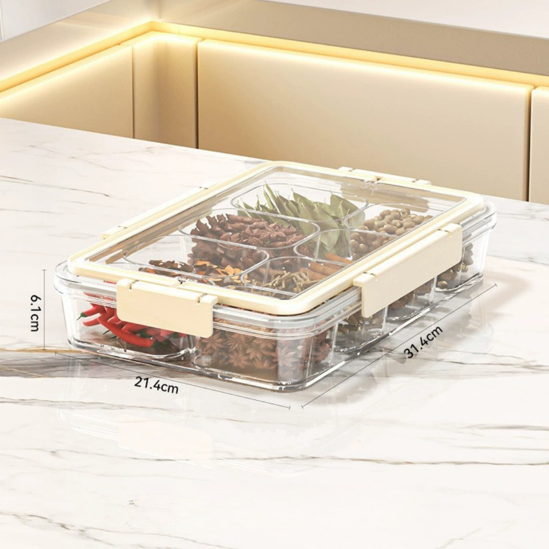 HOMERO Portable Multipurpose Divided Storage Container with Airtight & Moisture-Proof Lid