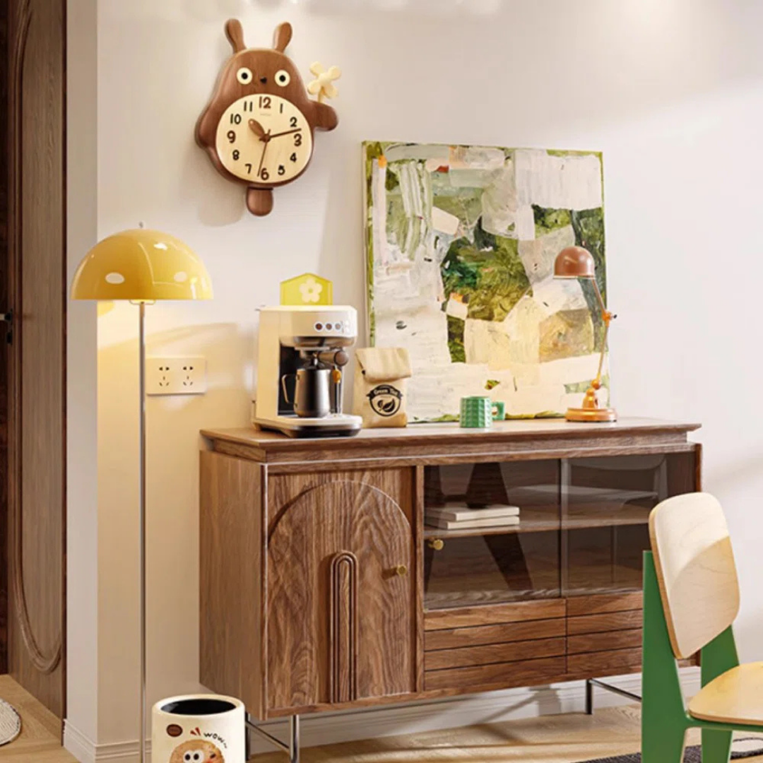 HOMERO Cute Cartoon Rabbit Decorative Analog Wall Clock